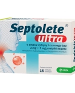 Septolete Ultra o smaku cytryny i czarnego bzu 3 mg + 1 mg, 16 pastylek twardych