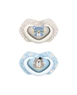 Canpol Babies, smoczek uspokajający, 0-6 miesięcy, silikonowy, symetryczny, rozmiar A, Bonjour Paris, niebieski, 2 sztuki