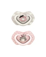 Canpol Babies, smoczek uspokajający, 0-6 miesięcy, silikonowy, symetryczny, Bonjour Paris, różowy, 2 sztuki
