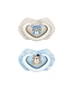 Canpol Babies, smoczek uspokajający, od 18 miesiąca, silikonowy, symetryczny, Bonjour Paris, niebieski, 2 sztuki