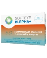 Softeye Belpha +, chusteczki okulistyczne, 14 sztuk + ogrzewalny kompres na oko, 1 sztuka