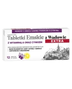 Tabletki Emskie z Wadowic Extra z witaminą A oraz cynkiem, od 6 lat, smak czarna porzeczka z cytryną, 12 tabletek do ssania