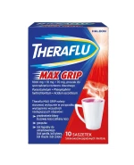 Theraflu Max Grip 1000 mg + 70 mg + 10 mg, proszek do sporządzania roztworu doustnego, smak owoców jagodowych i mentolu, 10 saszetek