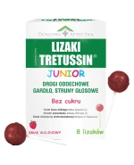 Tretussin Junior, lizaki, bez cukru, smak malinowy, od 3 lat, 8 sztuk