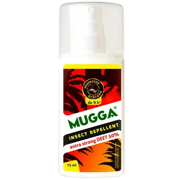 Mugga Insect Repellent, spray na komary tropikalne, DEET 50%, 75 ml