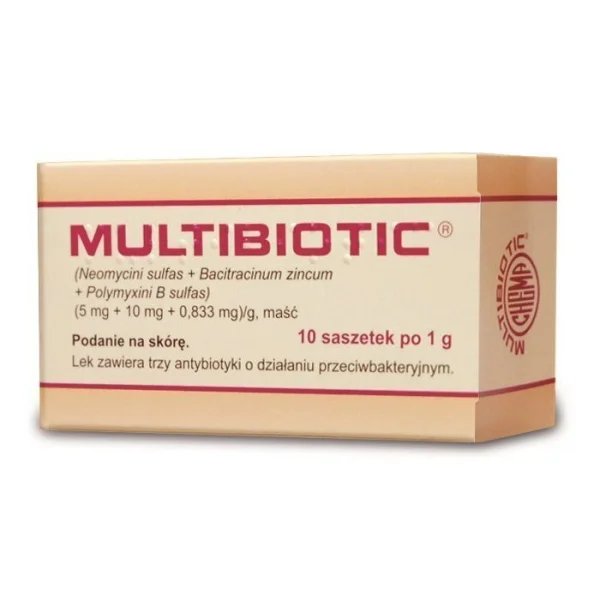 Multibiotic (5 mg + 5000 UI + 400 UI)/g, maść, 1 g x 10 saszetek