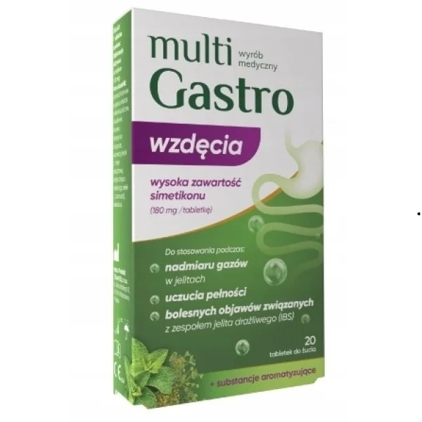 Multigastro Wzdęcia, 20 tabletek do żucia