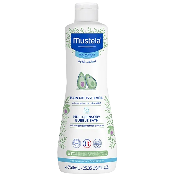 Mustela Bebe Enfant, płyn Bąbelkowa Kąpiel, z organicznym awokado, od 1 dnia życia, 750 ml