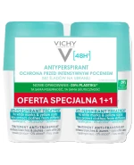 Vichy, antyperspirant roll-on 48h, przeciw śladom na ubraniach, 2 x 50 ml