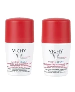 Vichy Stress Resist, antyperspirant roll-on, intensywna kuracja przeciw poceniu się, 72h, 2 x 50 ml