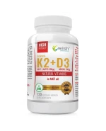 Wish Witamina K2 MK7 z natto 200 µg + D3 4000 IU w oleju MCT, 120 kapsułek miękkich