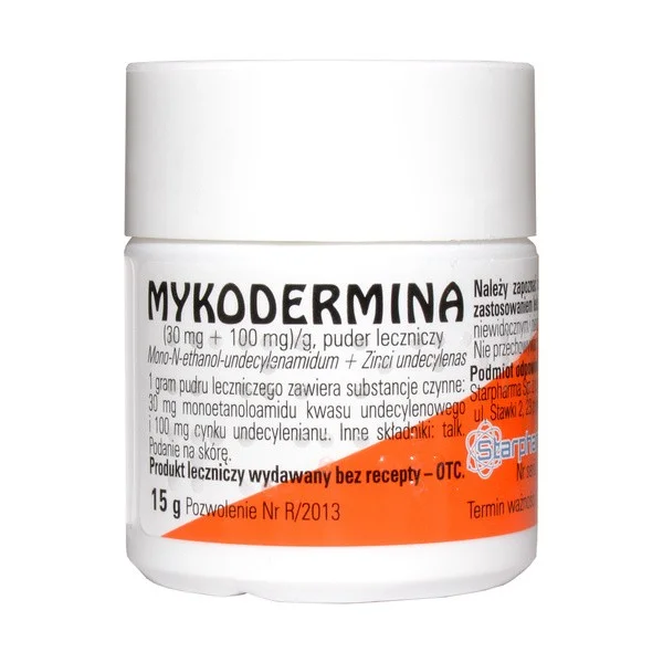Mykodermina (30 mg + 100 mg)/g, puder leczniczy, 15 g