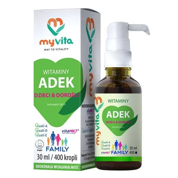MyVita ADEK Family, krople dla dzieci i dorosłych, od 2 lat, 30 ml