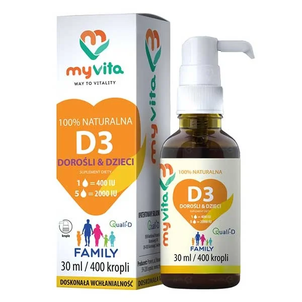 MyVita Witamina D3 Family, krople dla dzieci i dorosłych, 30 ml