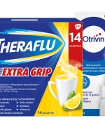 Zestaw Theraflu Extra Grip, proszek, 14 saszetek + Otrivin 1 mg/ 1 ml, aerozol do nosa, 10 ml 