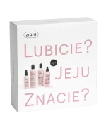 Zestaw Ziaja Jeju Różowa, żel pod prysznic i do kąpieli, 300 ml + szampon do włosów, 300 ml + dwufazowa odżywka do włosów, 125 ml + mgiełka do twarzy i ciała, 200 ml