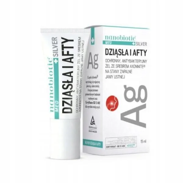 Nanobiotic MED Silver Dziąsła i Afty, żel na stany zapalne jamy ustnej, 15 ml