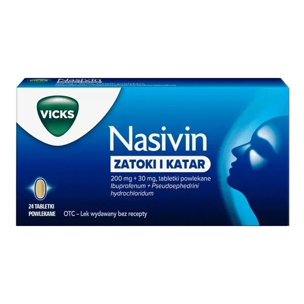 Nasivin Zatoki i Katar, 200 mg + 30 mg, 24 tabletki powlekane