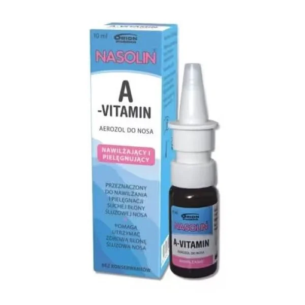 Nasolin A-Vitamin, Nawilżający i pielęgnujący aerozol do nosa, 10 ml