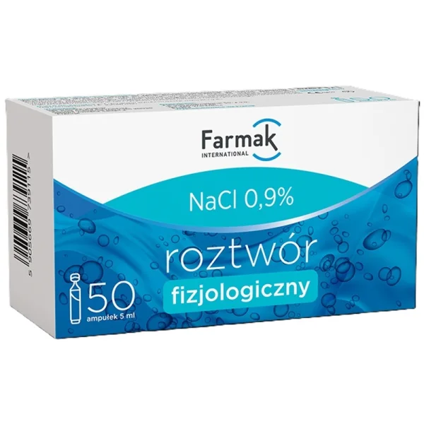 Farmak, fizjologiczny roztwór NaCl 0,9%, ampułki, 50 x 5 ml