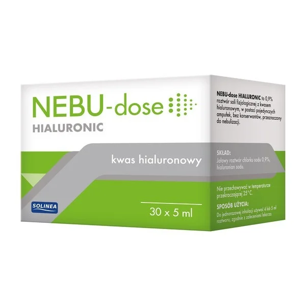 Nebu-Dose Hialuronic, 0,9% roztwór do nebulizacji z kwasem hialuronowym, 5 ml x 30 ampułek