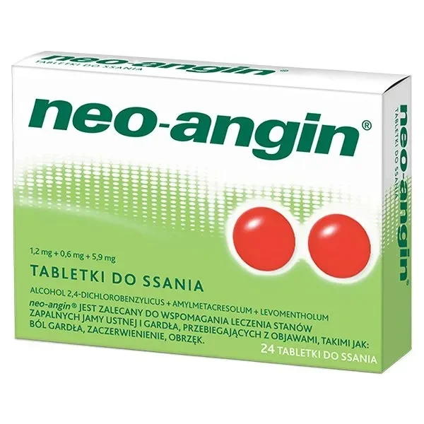 Neo-Angin 1,2 mg + 0,6 mg + 5,9 mg, 24 tabletki do ssania