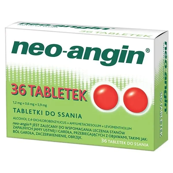 Neo-Angin 1,2 mg + 0,6 mg + 5,9 mg, 36 tabletek do ssania