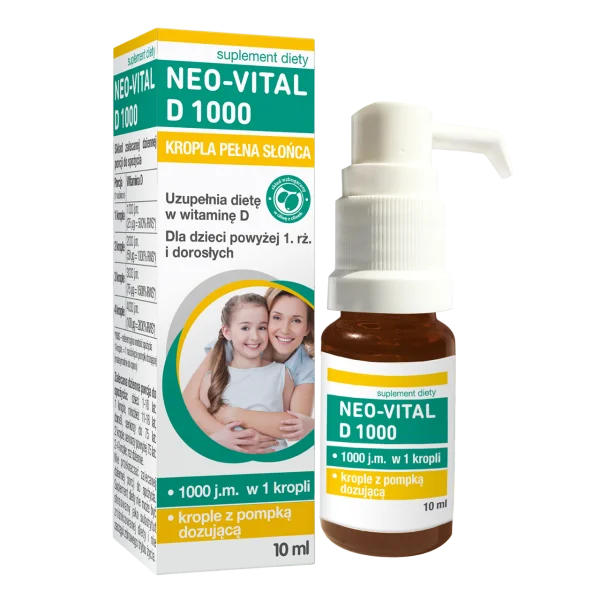 Neo-Vital D 1000, witamina D dla dzieci powyżej 1 roku i dorosłych, krople, 10 ml