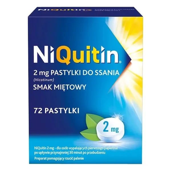NiQuitin 2 mg, smak miętowy, 72 pastylki do ssania