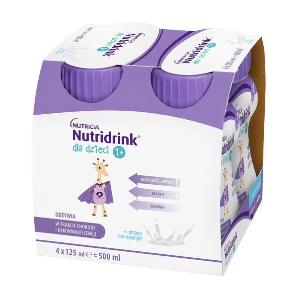 Nutridrink, preparat odżywczy dla dzieci powyżej 1 roku, smak neutralny, 4 x 125 ml