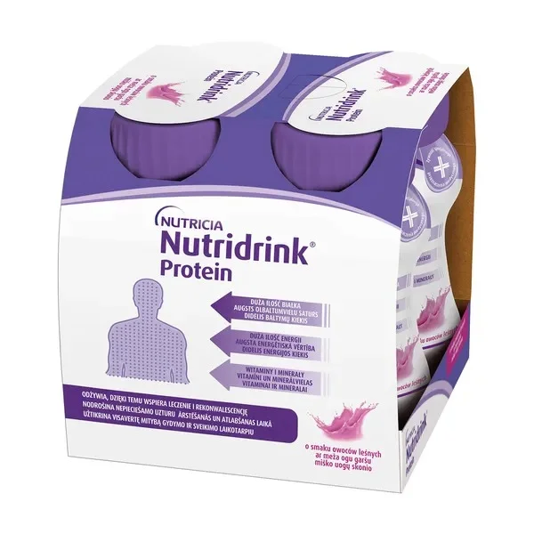 Nutridrink, preparat odżywczy, smak truskawkowy, 4 x 125 ml