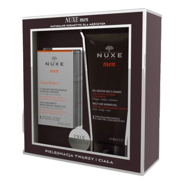 Zestaw Nuxe Men Nuxellence, preparat przeciwstarzeniowy, 50 ml + wielofunkcyjny żel pod prysznic, 200 ml