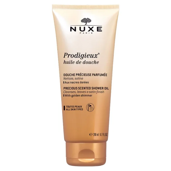 Nuxe Prodigieux, olejek pod prysznic ze złotymi drobinkami, 200 ml