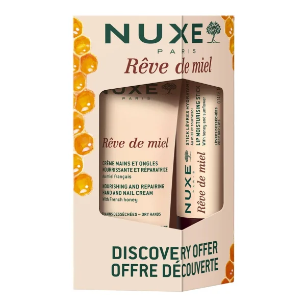 Zestaw Nuxe Reve de Miel: krem do rąk 30 ml + nawilżająca pomadka do ust 4 g
