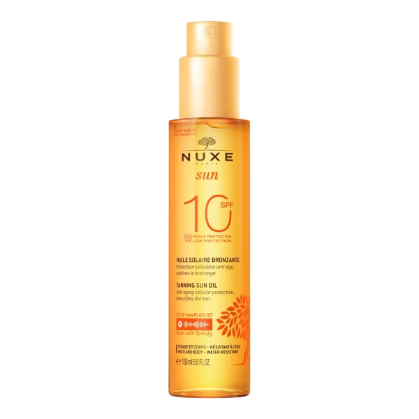 Nuxe Sun, brązujący olejek do opalania twarzy i ciała SPF 10, 150 ml