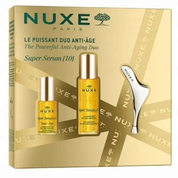 Nuxe Zestaw Super Serum [10], serum, 30 ml + serum pod oczy, 15 ml + masażer do twarzy