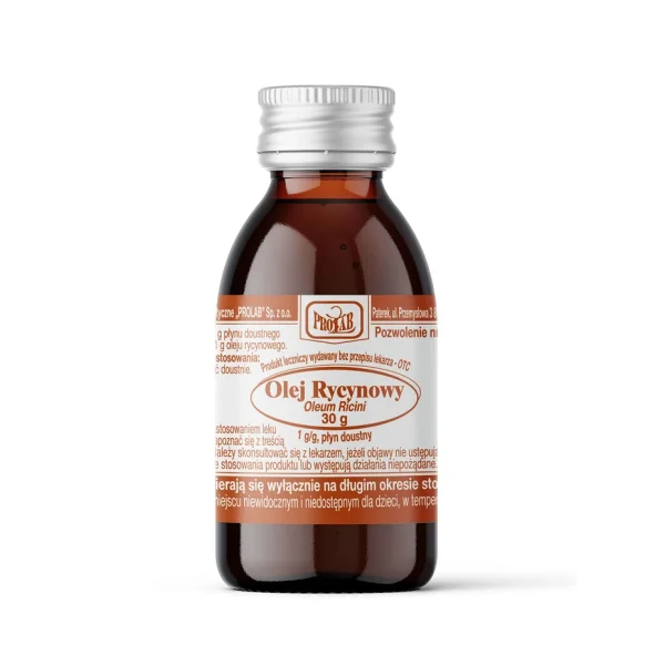 Prolab Olej rycynowy, płyn wspomagający w zaparciach, 30 g