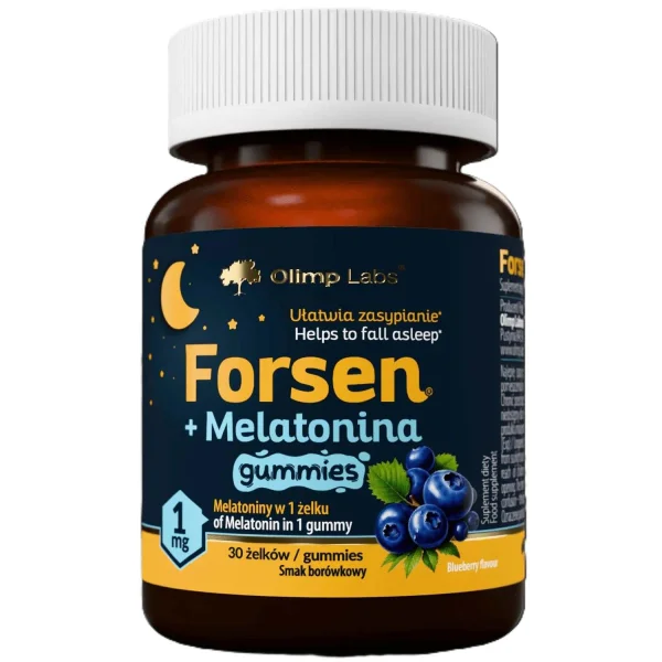 Olimp Forsen + Melatonina Gummies, żelki o smaku borówkowym, 30 sztuk
