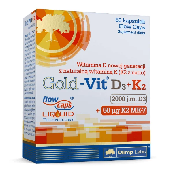 Olimp Gold-Vit D3 + K2, witamina D 2000 j.m. + witamina K 50 µg, 60 kapsułek