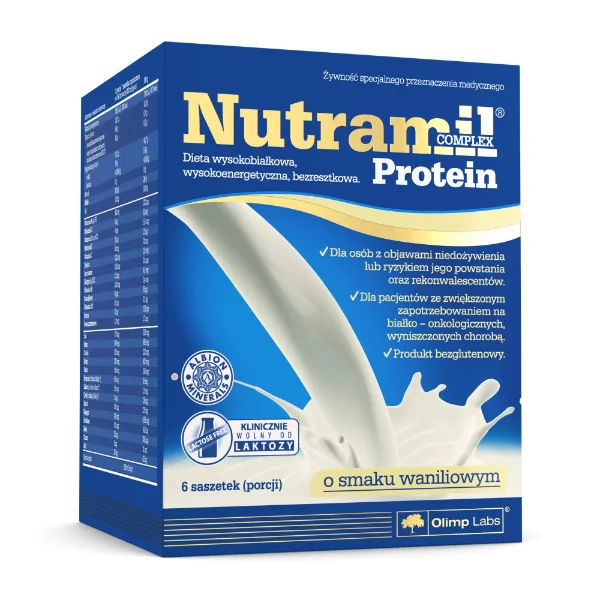 Olimp Nutramil Complex Protein, preparat odżywczy, smak waniliowy, 72 g x 6 saszetek