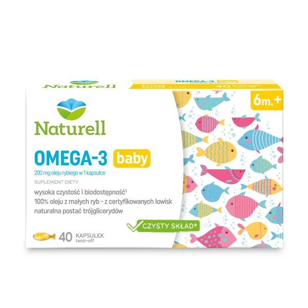 Naturell Omega-3 Baby, dla niemowląt powyżej 6 miesiąca, 40 kapsułek twist-off