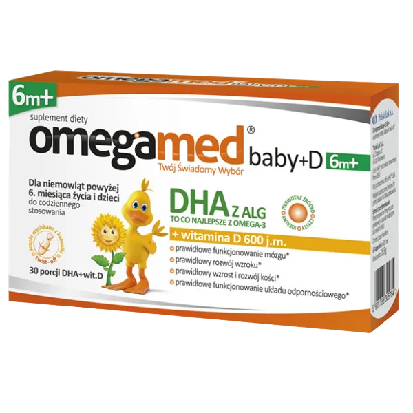 Omegamed Baby+D 6m+, DHA + witamina D, powyżej 6 miesiąca, 30 kapsułek twist-off