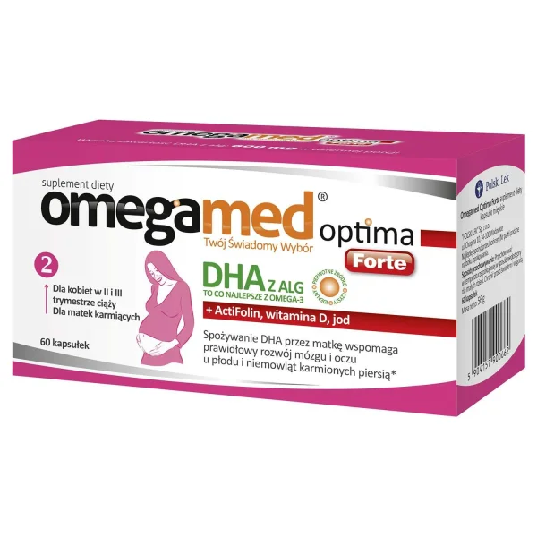 Omegamed Optima Forte DHA z alg dla kobiet w II i III trymestrze ciąży oraz matek karmiących, 60 kapsułek
