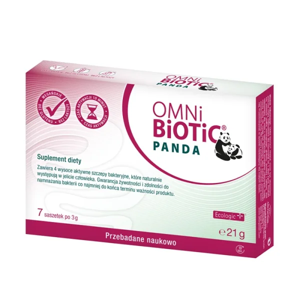 Omni-Biotic Panda, probiotyk dla niemowląt i dla kobiet w ciąży, 7 saszetek