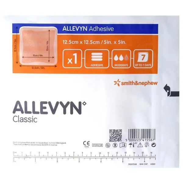 Allevyn Ag Adhesive, 12,5 cm x 12,5 cm, opatrunek piankowy ze srebrem, 1 sztuka