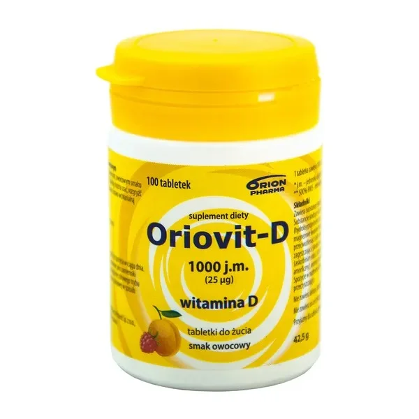 Oriovit-D 1000 j.m., 25 µg, 100 tabletek do żucia