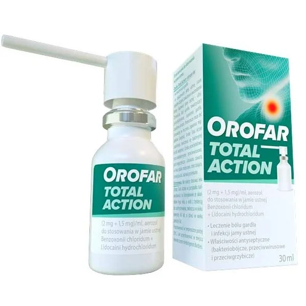 Orofar Total Action (2 mg + 1,5 mg)/ml, aerozol do stosowania w jamie ustnej, 30 ml