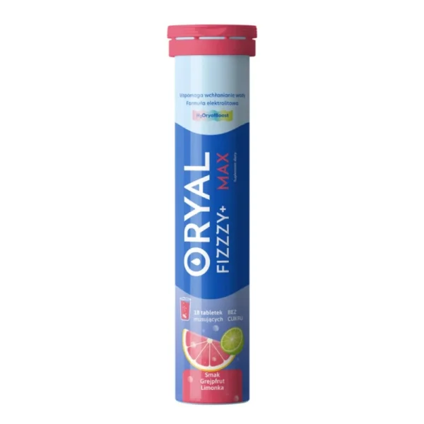 Oryal Fizzy+ Max, smak grejpfrutowo-limonkowy, 18 tabletek musujących