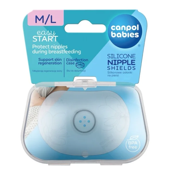 Canpol Babies EasyStart, silikonowe osłonki na piersi, rozmiar M/L, 2 sztuki
