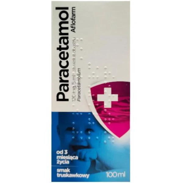 Paracetamol Aflofarm 120 mg/ 5 ml, zawiesina doustna od 3 miesiąca, smak truskawkowy, 100 ml